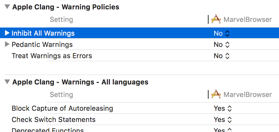 Edit warnings by deleting overrides